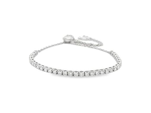 18K White Gold Adjustable Tennis Bracelet with Natural Round Diamonds